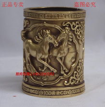 順峰銅雕精品 純銅圓筆筒擺件，融合鐵雕工藝的商務(wù)禮品與辦公室裝飾